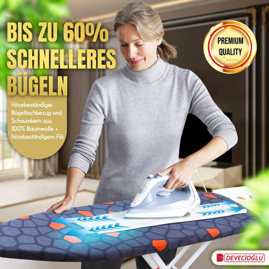 Bügelbrett, Bügeleisen Ablage, Bügelbrettbezug 36X114cm, Höhe 50-80cm, Schwarz