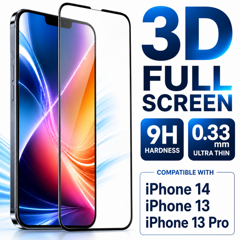 prio 3D Displayschutzglas für iPhone 14 /13/13 Pro schwarz