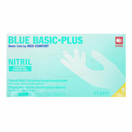 Blue Basic Plus Nitrile powder-free examination gloves / disposable gloves, 200 pieces, blue