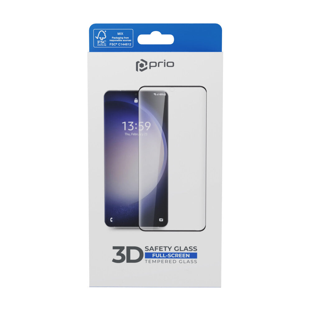 prio 3D tempered glass screen protector for Samsung S23 FE black