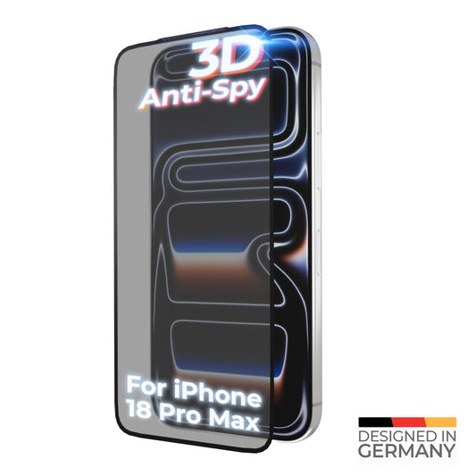 prio 3D Anti-Spionage-Schutzglas für iPhone 18 Pro Max, schwarz