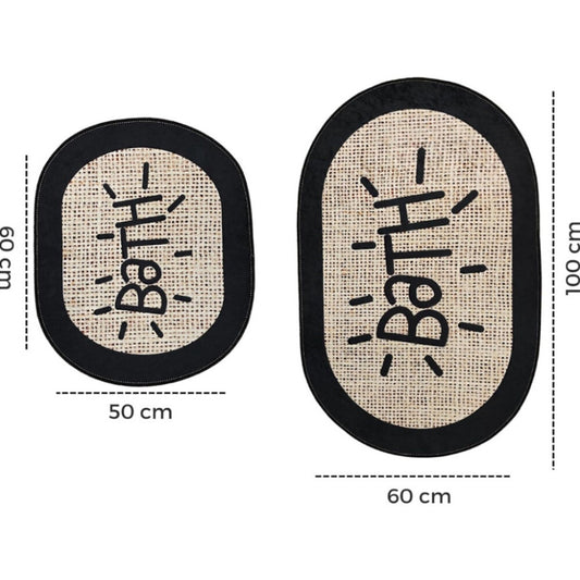 Miqna 2-tlg. rutschfestes Badteppich Set , waschbar (60x100 & 50x60 cm)