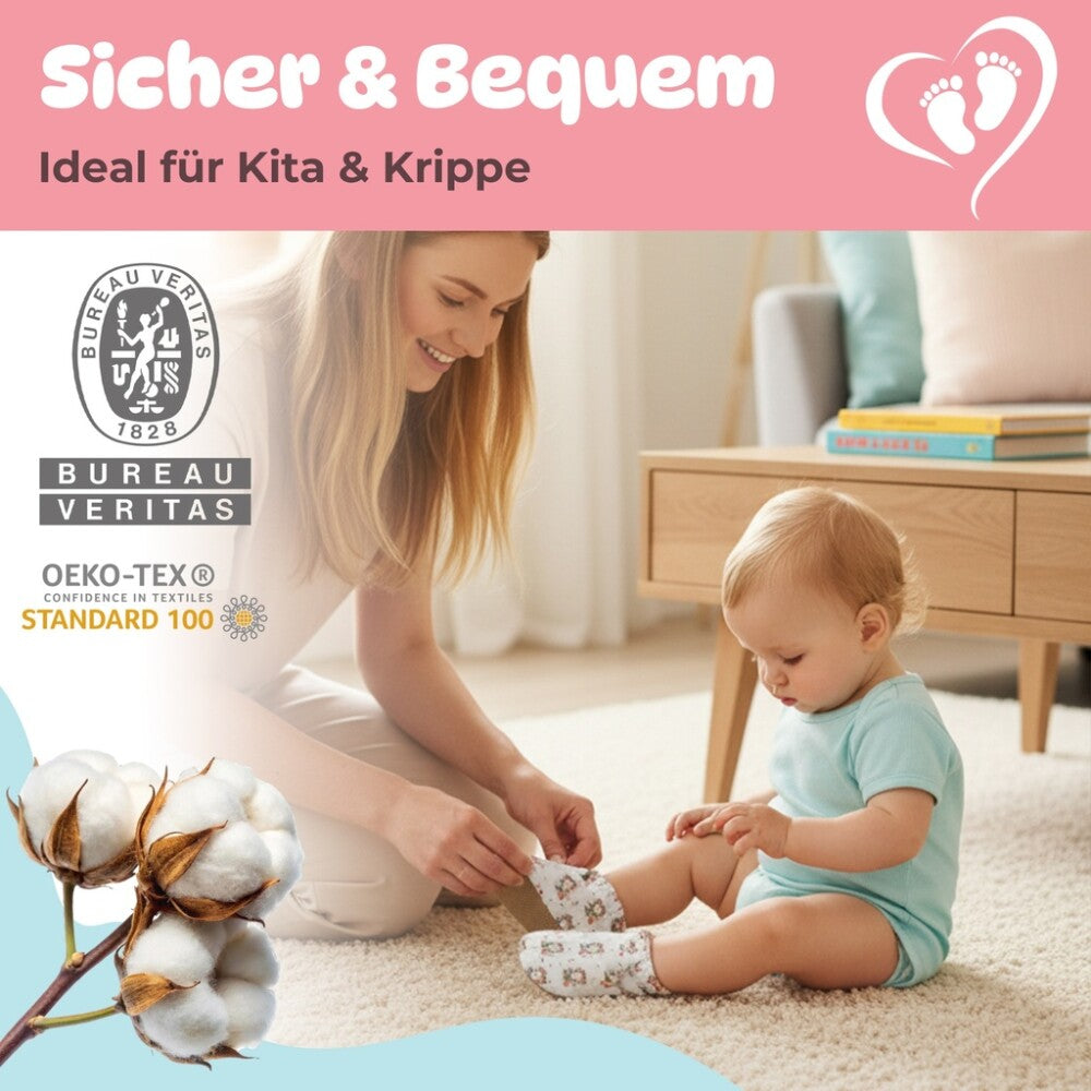 Kokopatik Organic Baumwolle Baby Hausschuhe rutschfest Neugeborene Bärenblume