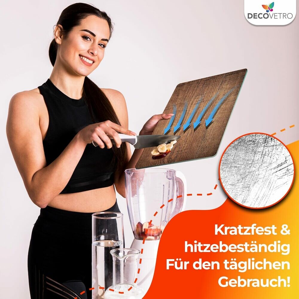 Decovetro Schneidebrett Glas |40x30cm | Glasschneidebrett | Leicht zu reinigen