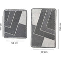 Miqna 2-tlg. rutschfestes Badteppich Set , waschbar (60x100 & 50x60 cm)