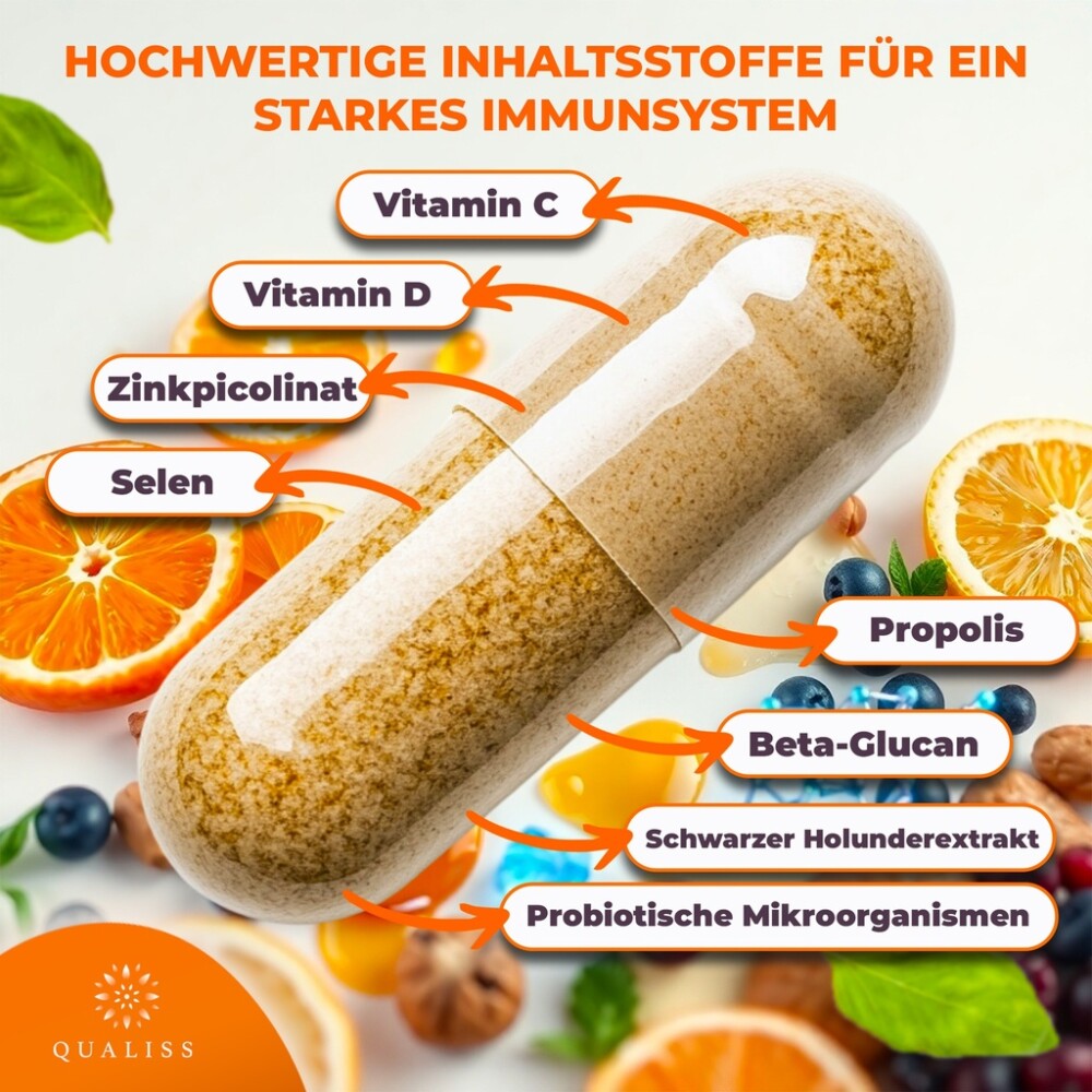 Qualiss® 3 Stück Vitamin C | Immunsystem stärken Erwachsene | Insgesamt 180 Kapseln