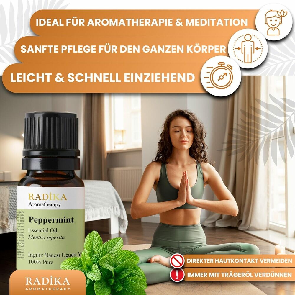 Pfefferminzöl, ätherisches Öl, 100% Rein, BIO, natürlich, 10 ml
