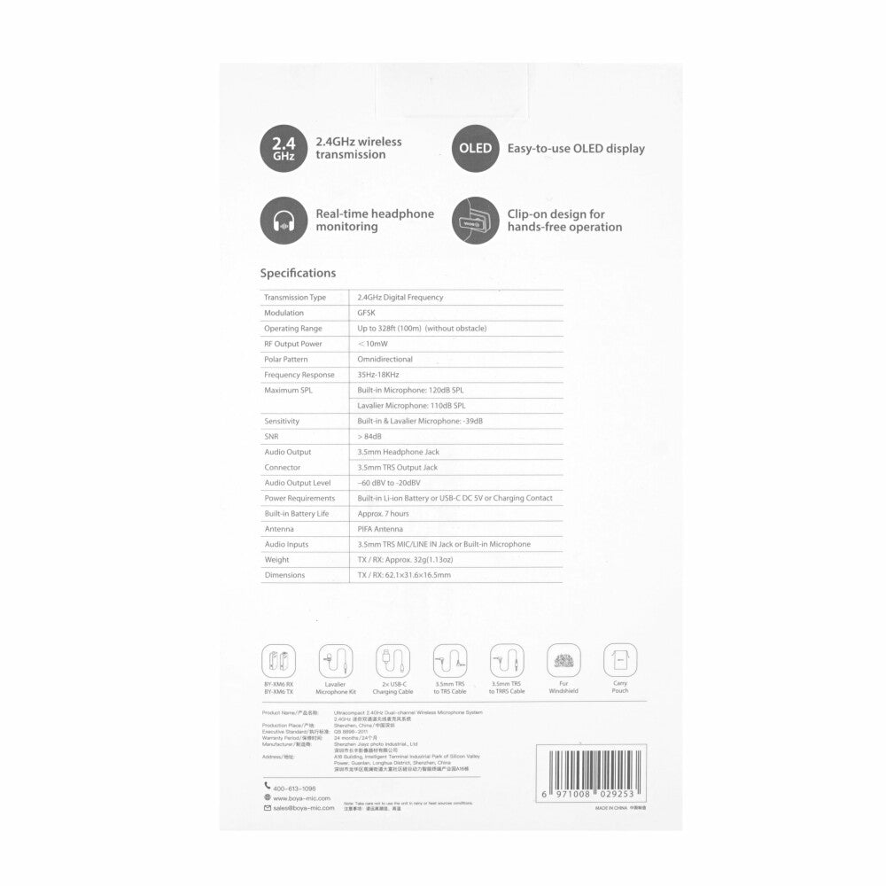 Boya BY-XM6-S1 2.4GHz Ultrakompaktes Mikrofonsystem für iPhone/Android