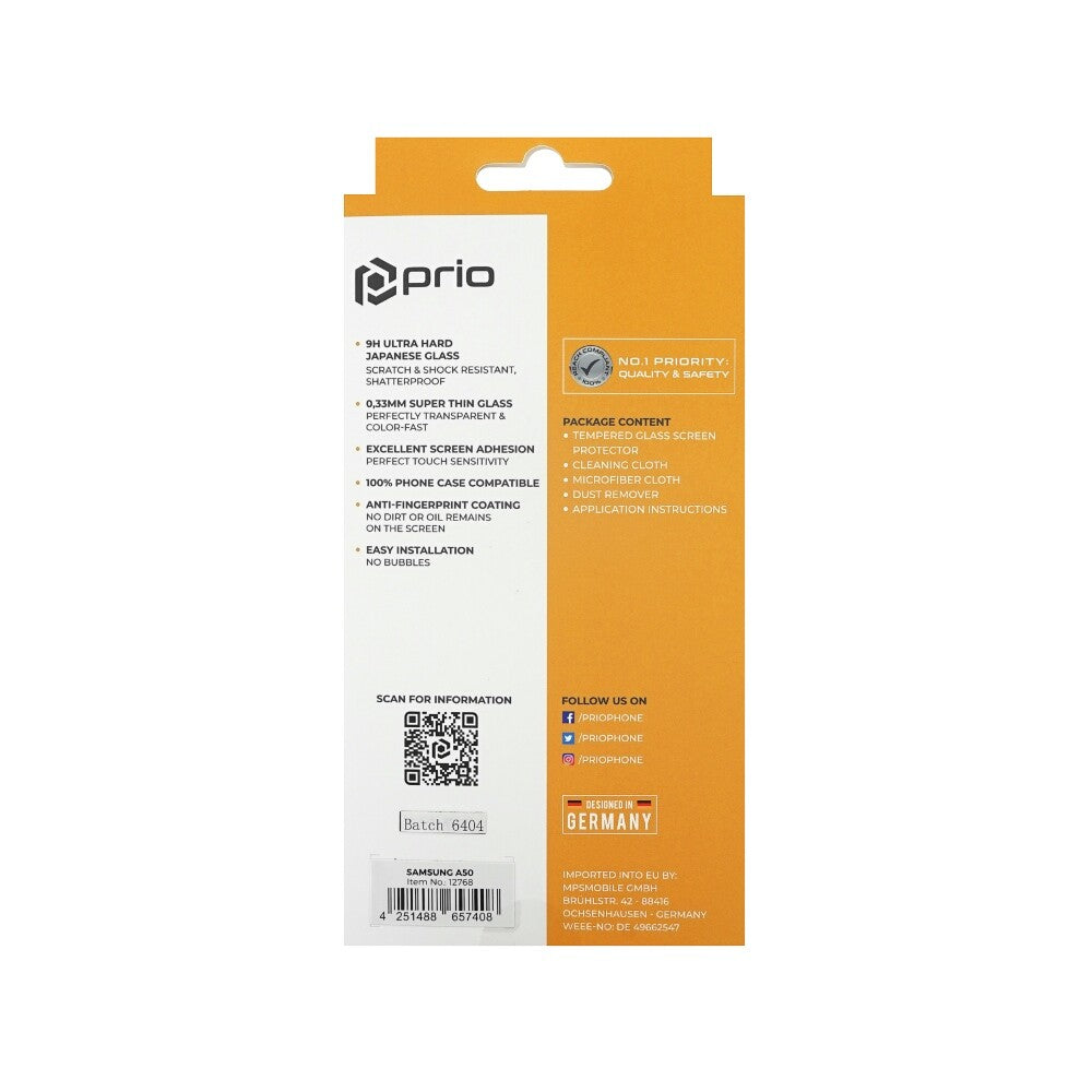 prio screen protector glass for Samsung A50 transparent