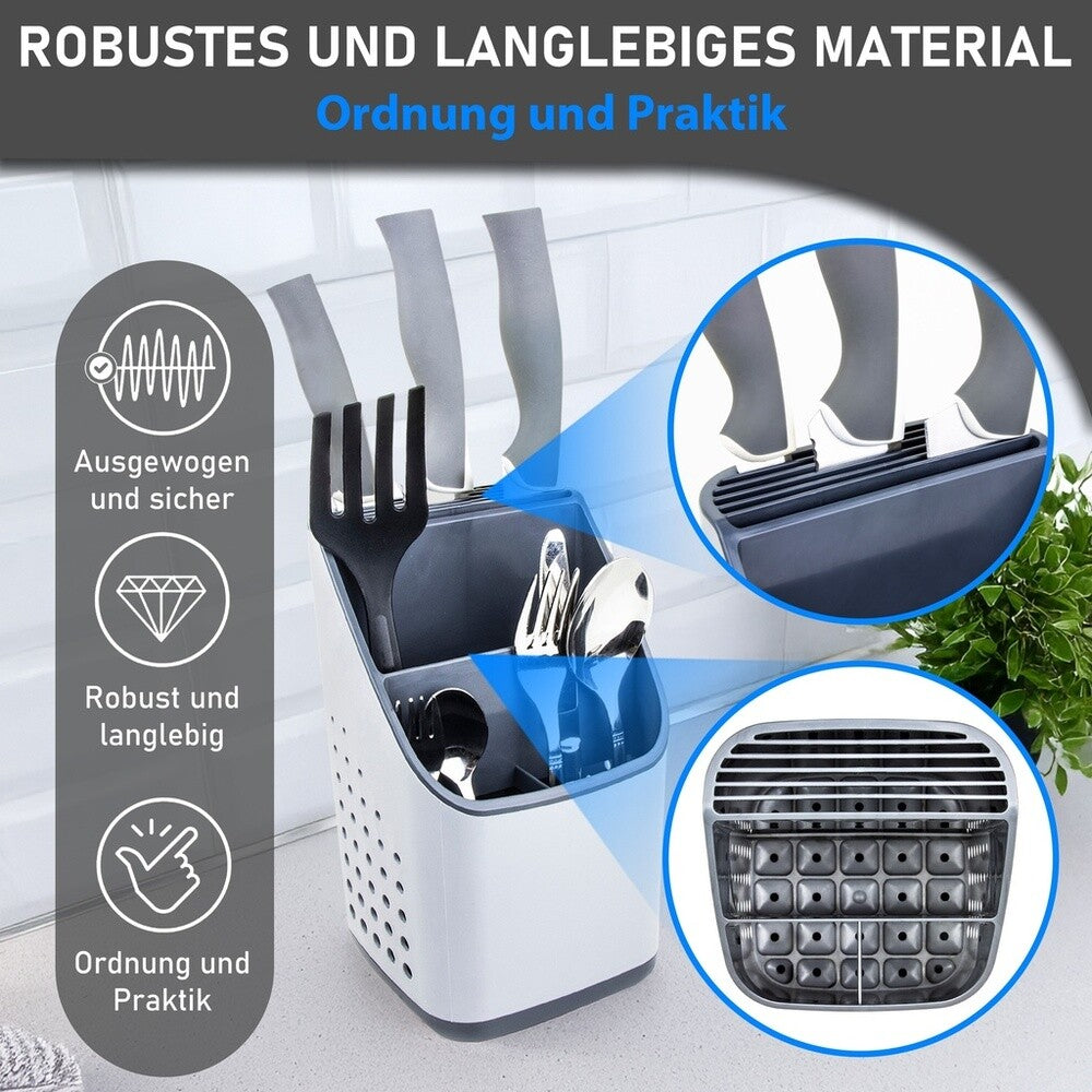 Besteck Organizer, 13×13,5×23 cm, Plastik, Weiß