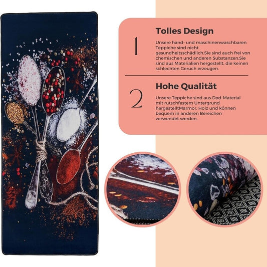 miqna Küchenteppich, rutschfeste Küchenläufer, Waschbarer Küchenteppich