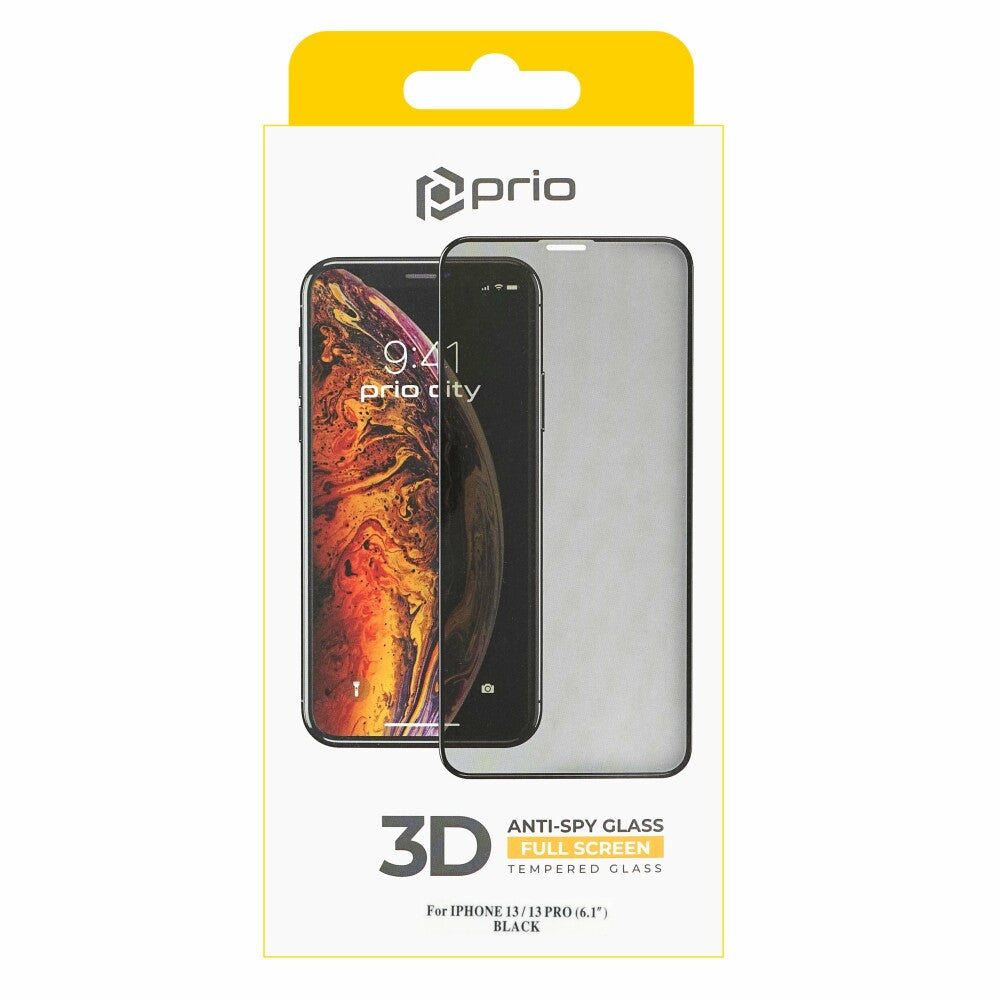 prio 3D Anti-Spy Screen Protector Glass for iPhone 14/13 /13 Pro black