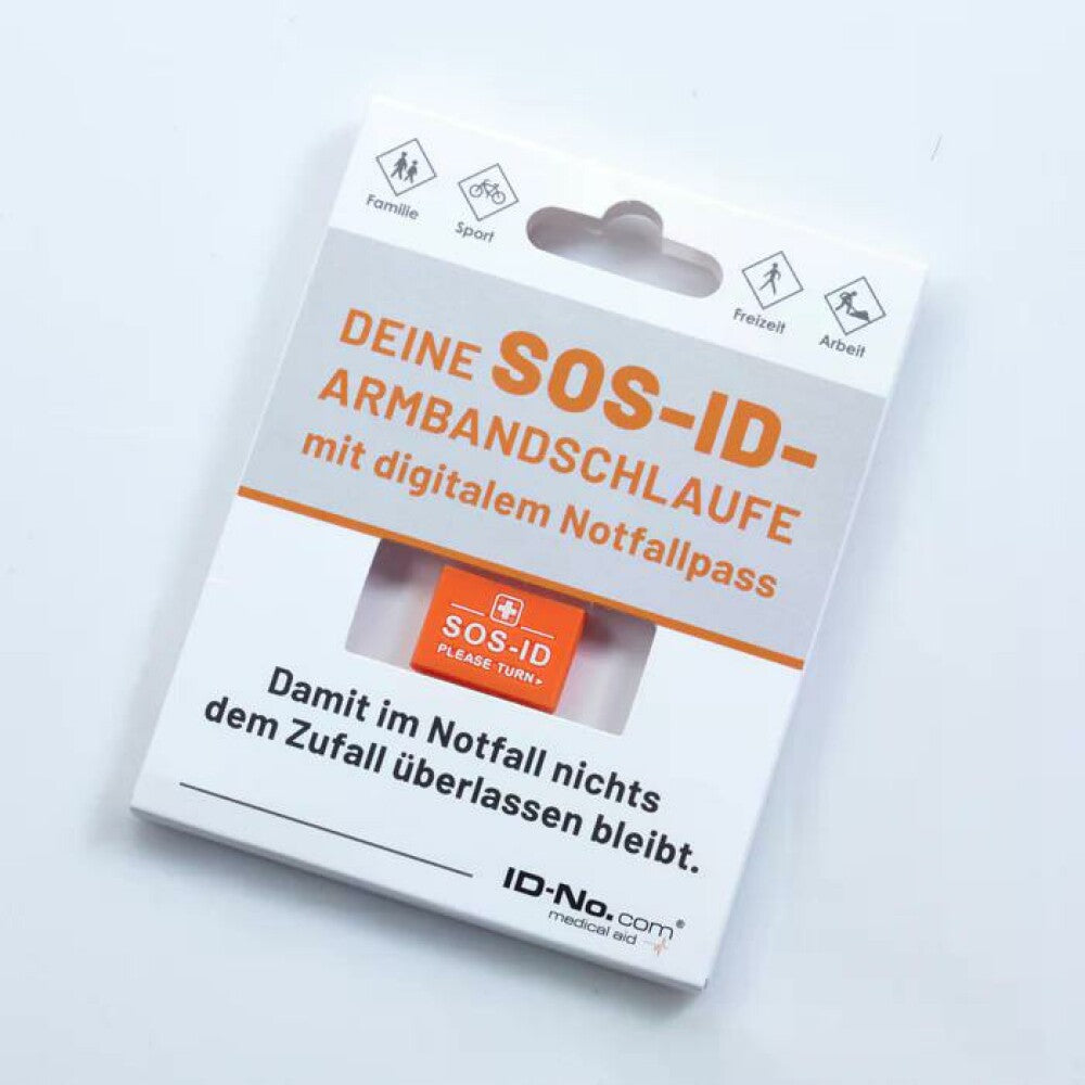 SOS-ID-Armbandschlaufe. Innovativ und angenehm zu tragen. Verrotten