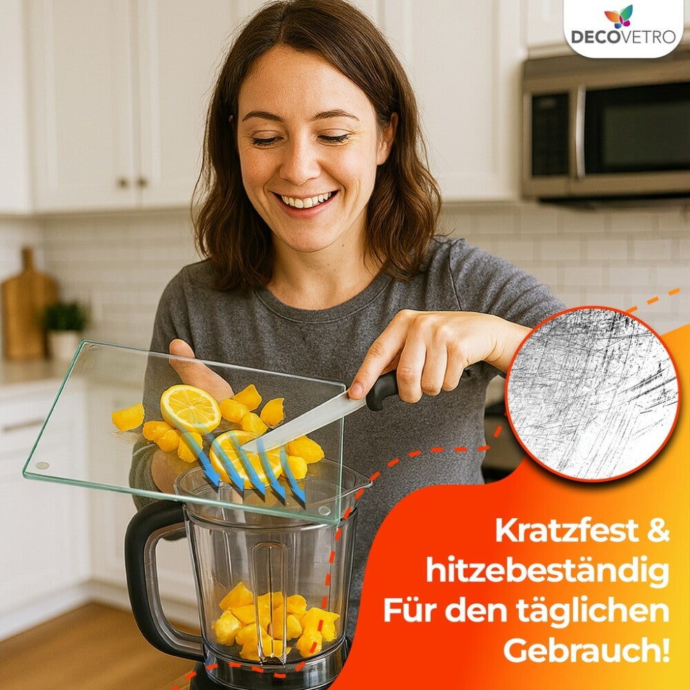 Decovetro Schneidebrett Glas |40x30cm | Glasschneidebrett | Leicht zu reinigen