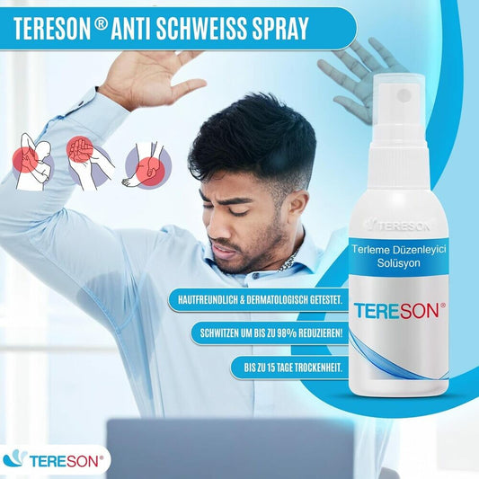 Tereson Antitranspirant Spray 50 ml, stark gegen Schwitzen an Achseln und Händen x2