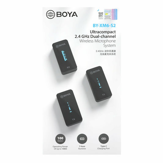 Boya BY-XM6-S2 2,4 GHz Ultrakompaktes Mikrofonsystem schwarz