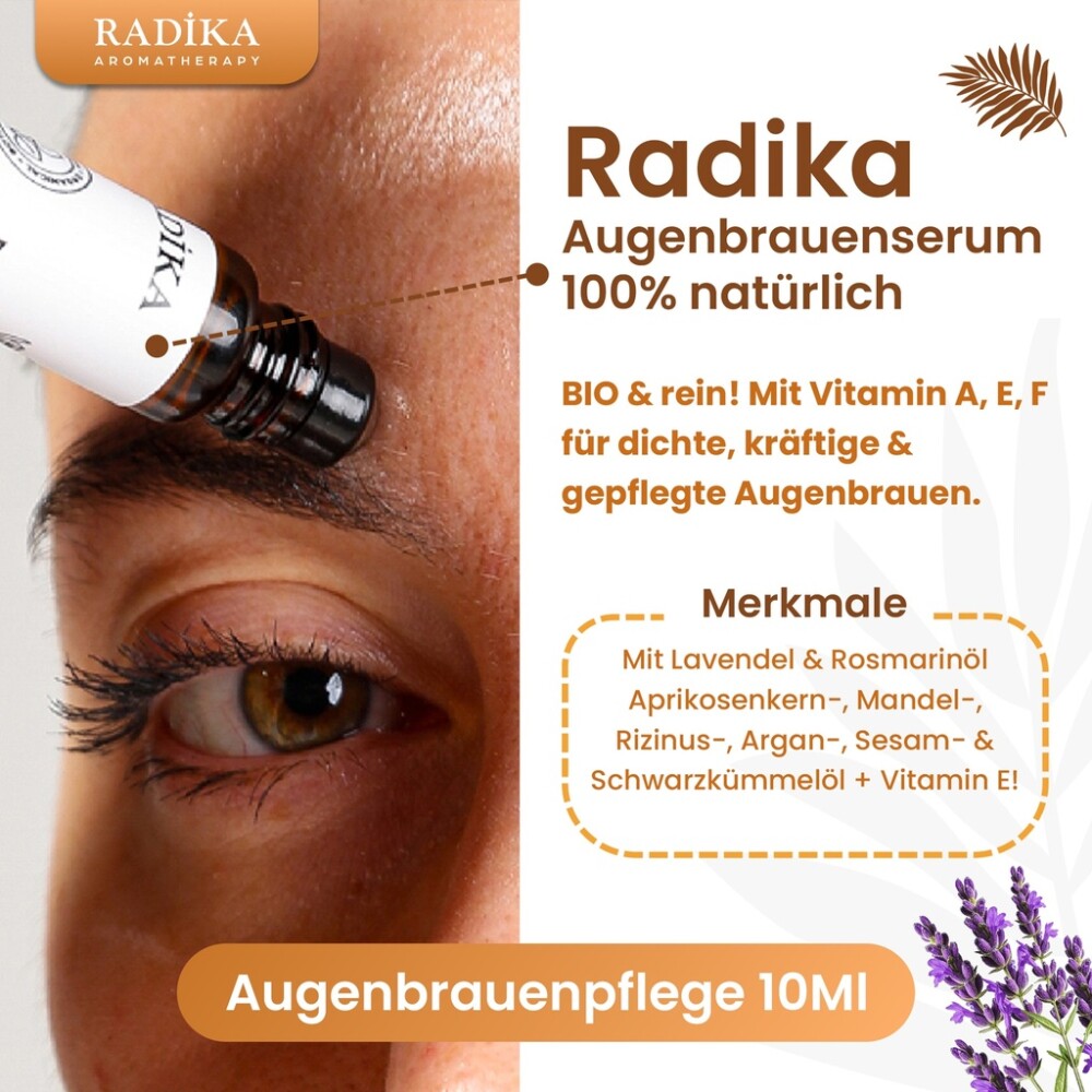 Augenbrauenserum,Vitamin A-E-F, 100% Rein, BIO, natürlich, 10 ml