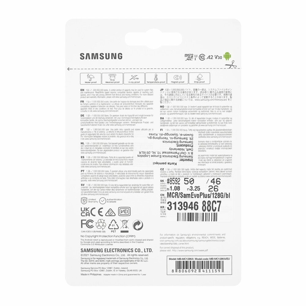 Samsung EVO Plus 128 GB MicroSDHC-Karte + Adapter Klasse 10 MB-MC128KA/EU, Speicherkarte