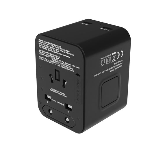 prio Universal Reiseadapter 25W Schwarz – Ladegerät USB, weltweit für 220 Länder