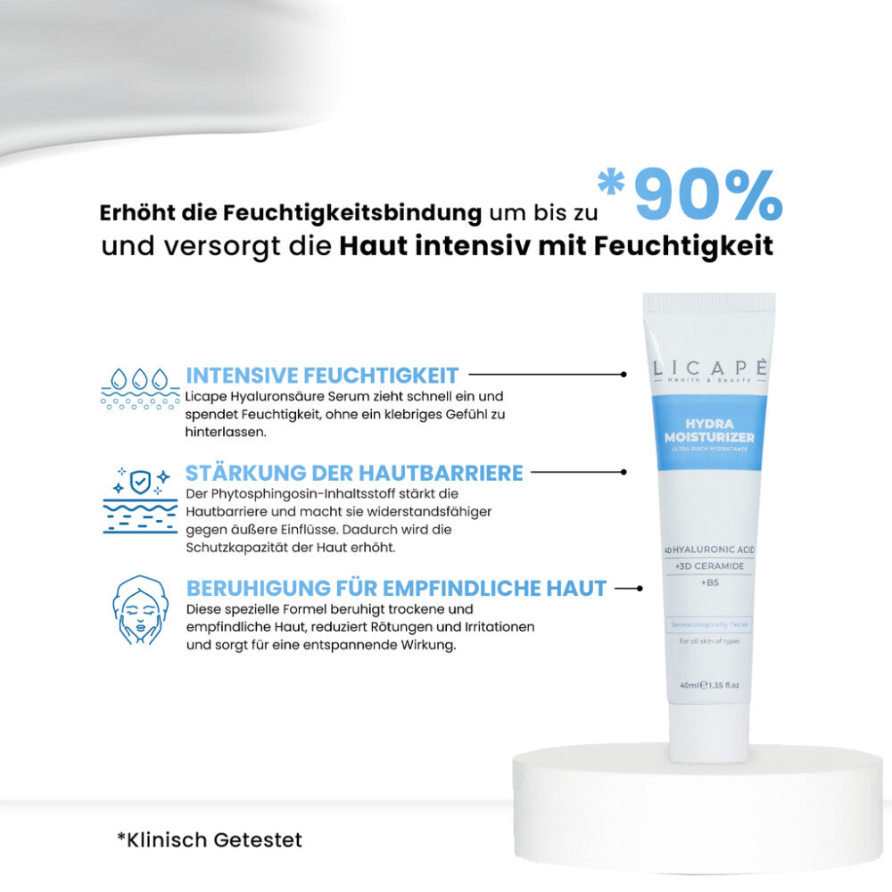 Licape | Feuchtigkeitscreme 40 ml | Gesichtscreme für trockene und sensible Haut Hauptbild