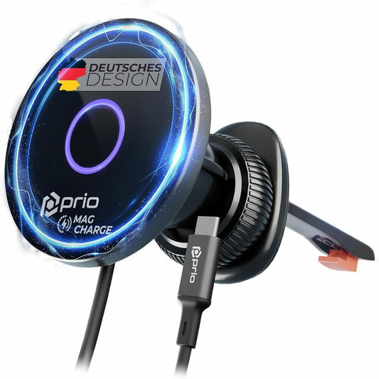 prio 15W Wireless Car Charger MAG (USB C) black
