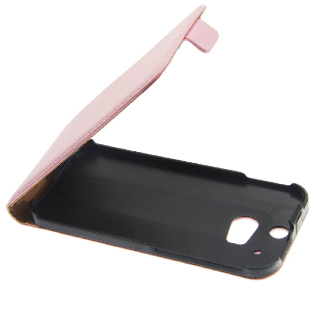 Slim Leder Flip Hülle HTC One M8 pink