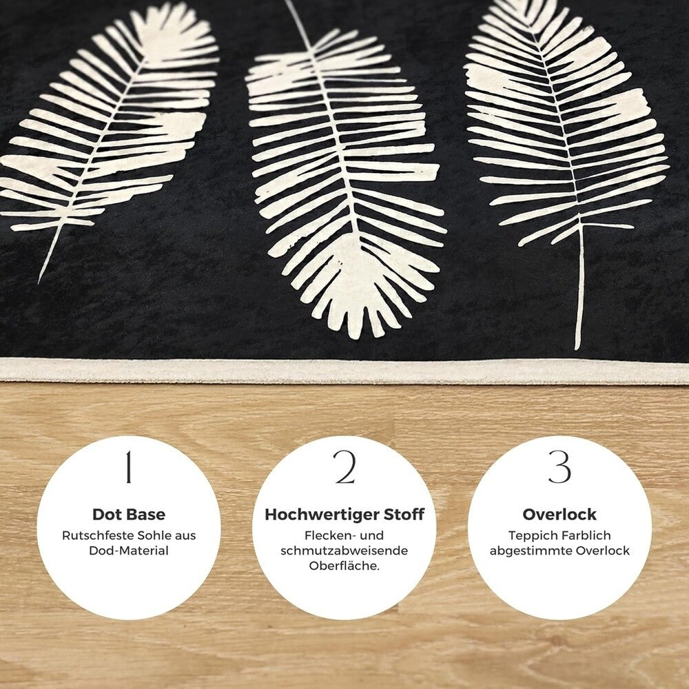 Miqna 2-tlg. rutschfestes Badteppich Set , waschbar (60x100 & 50x60 cm)