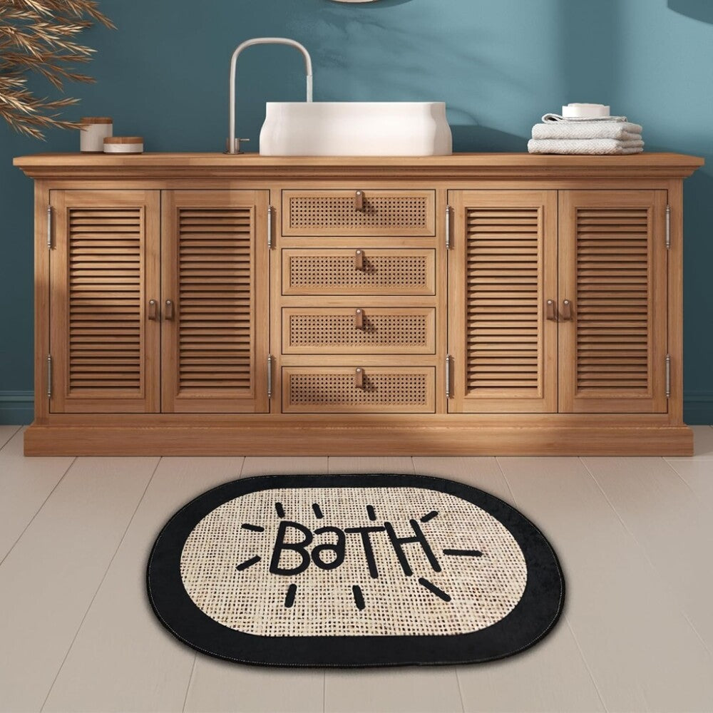 Miqna 2-tlg. rutschfestes Badteppich Set , waschbar (60x100 & 50x60 cm)