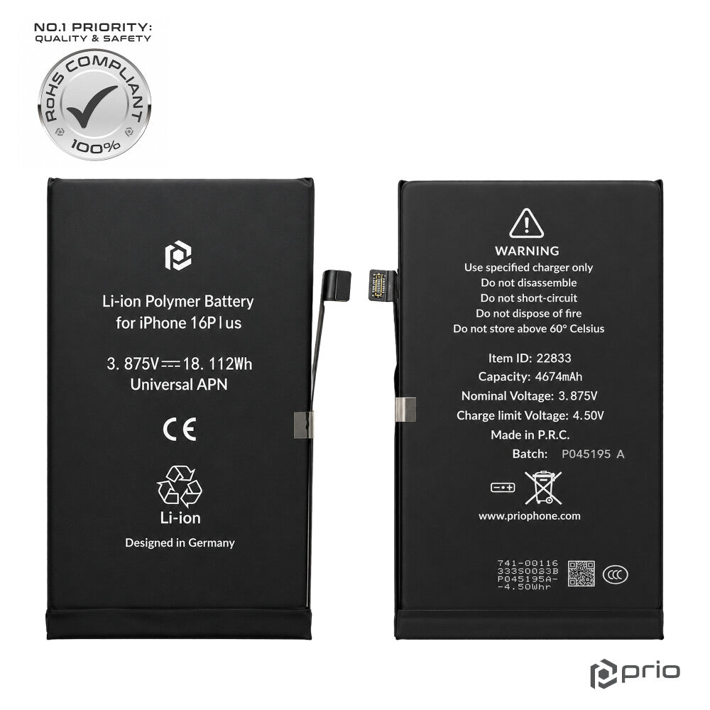 prio Akku für iPhone 16 Plus (Universal APN)