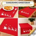 Weihnachtlicher Tischläufer Rot mit Santa&Rentier Golddruck 40x140 Weihnachtsdeko