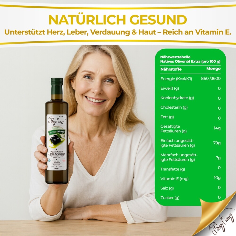 Extra natives Olivenöl aus unreifen Oliven, ECOCERT Certification, 750ml Flasche