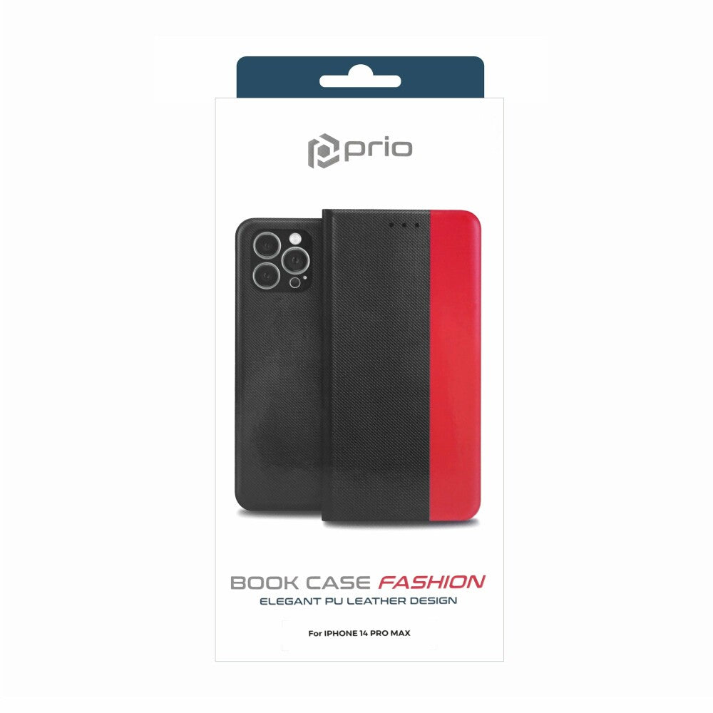 prio Book Case Fashion for iPhone 14 Pro Max black-red