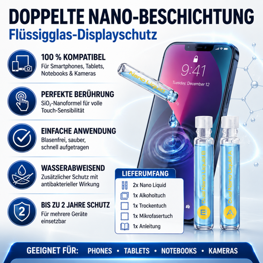 prio Flüssigglas Displayschutz mit doppelter Nano Beschichtung