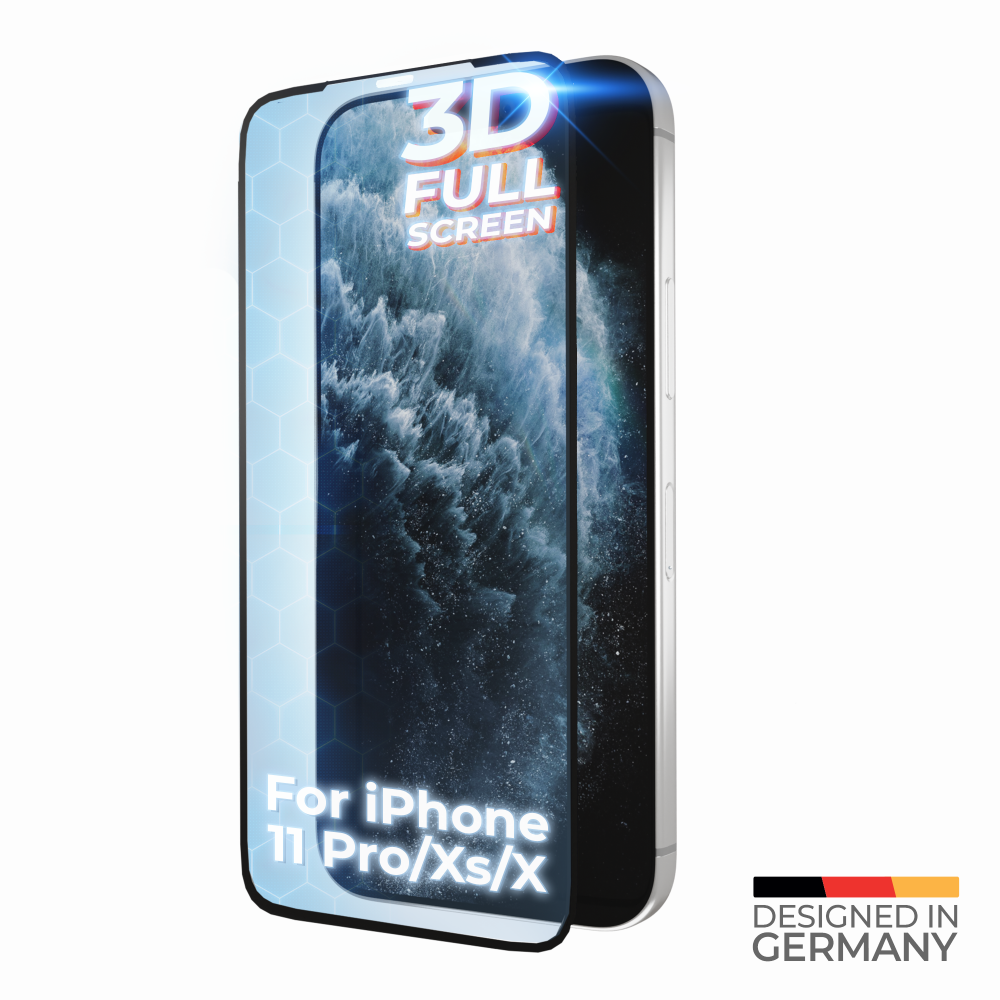 prio 10x 3D Displayschutzglas für iPhone 11 Pro/XS/X schwarz
