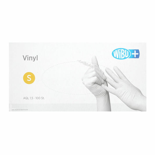 Wibu+ Vinyl Gloves, 100 pieces, size S, clear