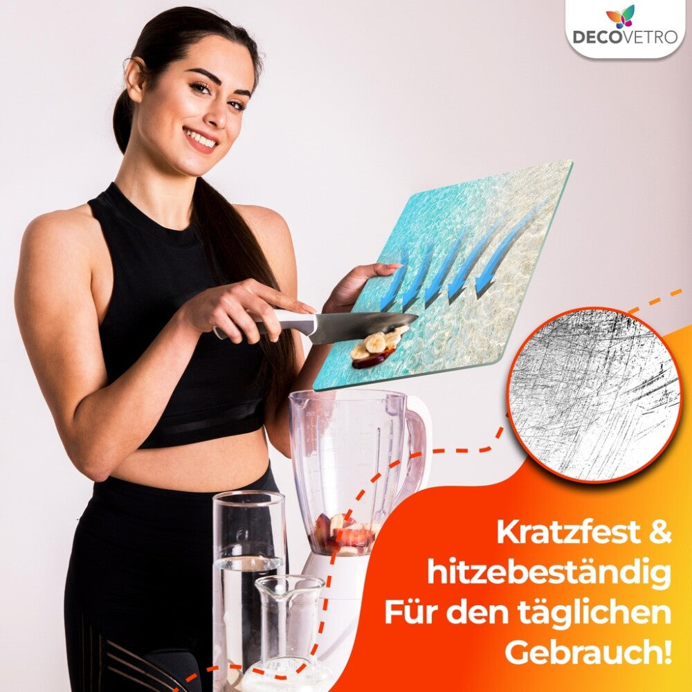 Decovetro Schneidebrett Glas |40x30cm | Glasschneidebrett | Leicht zu reinigen
