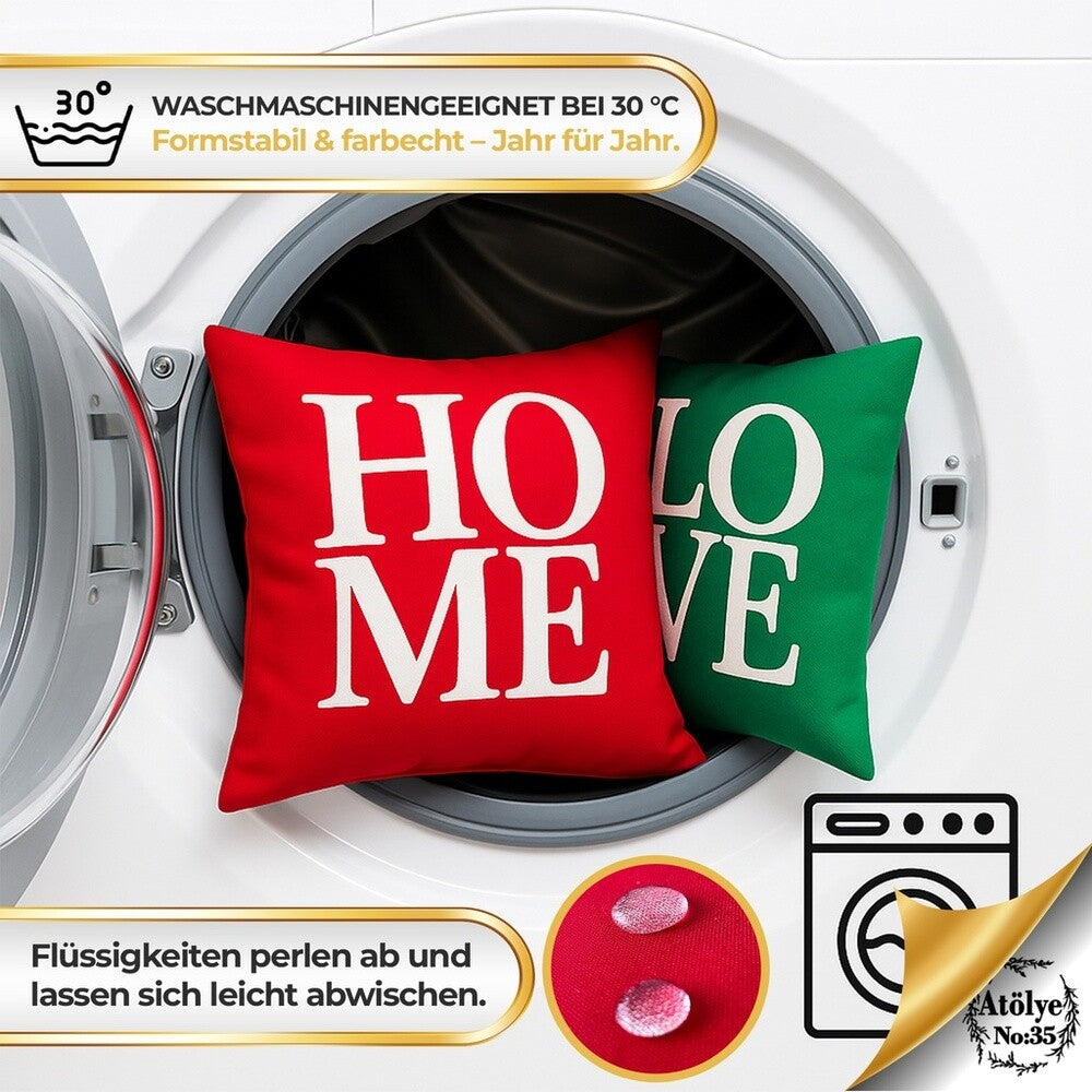 Kissenbezügen – Weihnachten Set aus 2, Rot & Grün, 40x40 cm, Dekokissen
