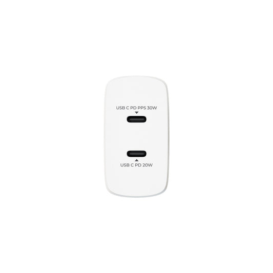 prio 50W fast charger 30W PD PPS (USB C) + 20W PD (USB C) white