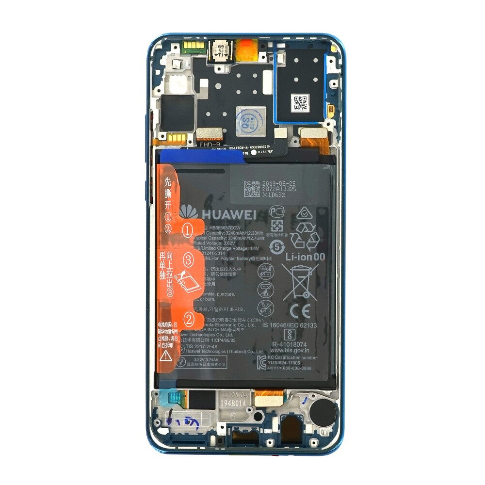 Huawei display unit + frame + battery P30 Lite peacock blue 02352RQA