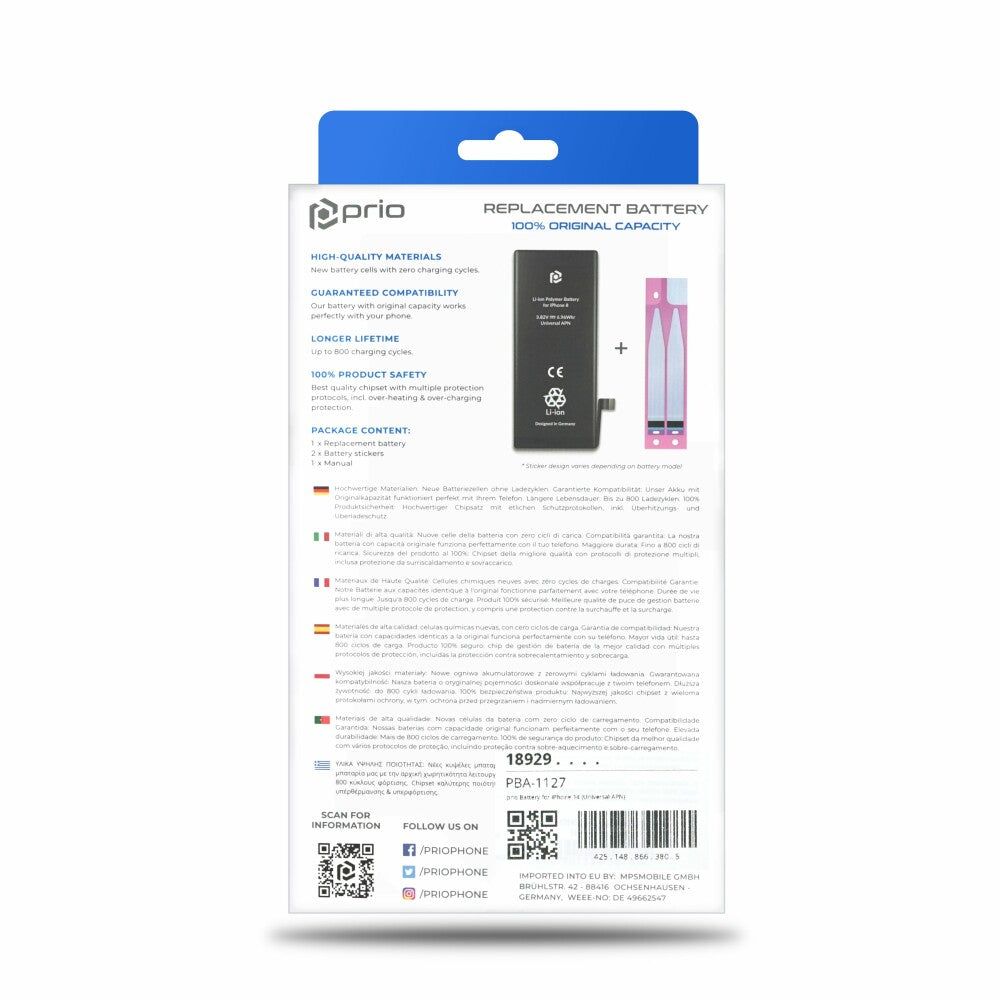 Prio Battery for iPhone 14 (Universal APN)