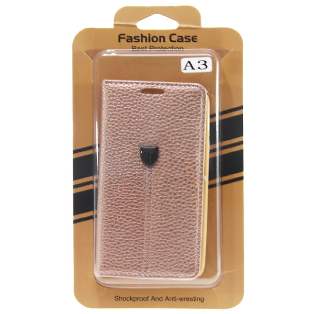 Book Case Fashion for Galaxy A3 - Gold