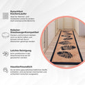 miqna Wohnzimmer Teppich Kurzflor Modern Läufer beige schwarz weiß 80x300 cm