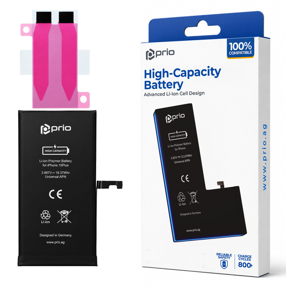 Prio Hochleistungsakku für iPhone 15 Plus (4750 mAh) - Universeller APN -