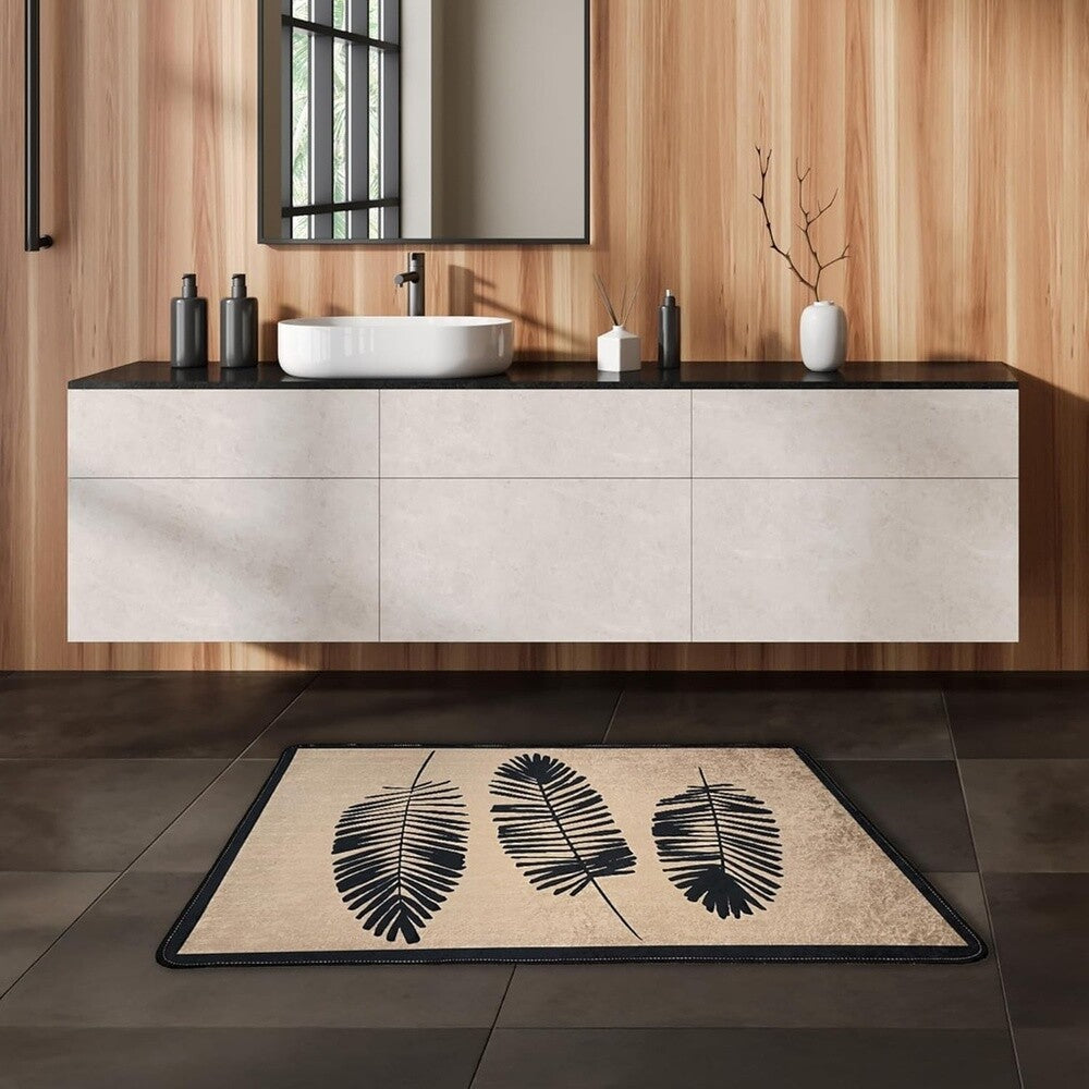 Miqna 2-tlg. rutschfestes Badteppich Set , waschbar (60x100 & 50x60 cm)