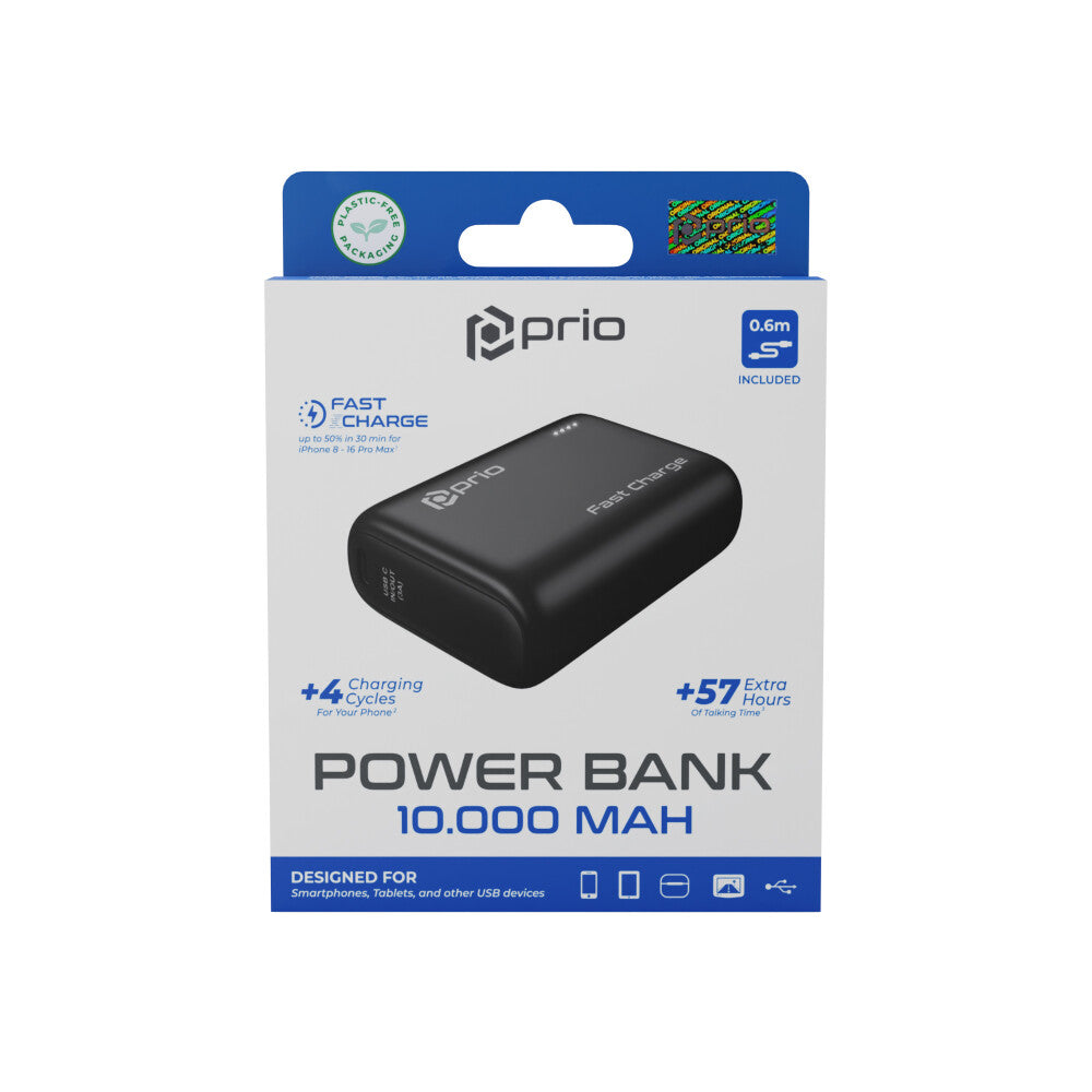 Prio Fast Charge (22.5W SCP/20W PD/ QC3.0 ) Power Bank 10.000mAh schwarz