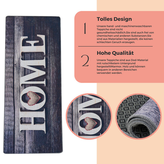 miqna Teppich Moderner Küchenteppich Gel Läufer Grau Weiß Schwarz 60x150 cm Hauptbild