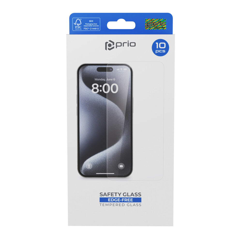 prio 10x 3D Panzerglas Displayschutzfolie für iPhone 17/16 Pro (6,3 Zoll) schwarz