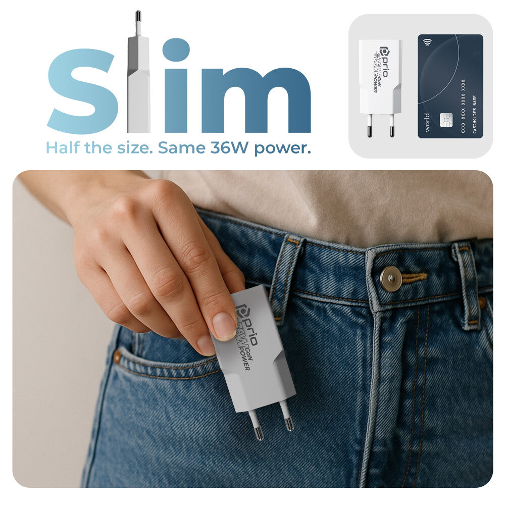 prio Wandladegerät GaN Power 35W PD PPS (USB C) + QC 3.0 (USB A) weiß Hauptbild