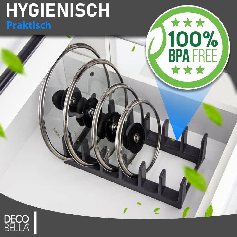 DecoBella 3 Stück Topfdeckelhalter 6 Fächer – platzsparender Küchen Organizer