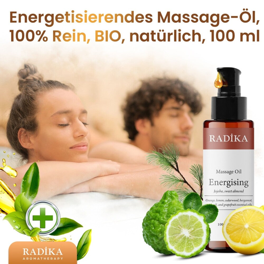 Massageöl, Energetisierendes Massage-Öl, 100% Rein, BIO, natürlich, 100 ml